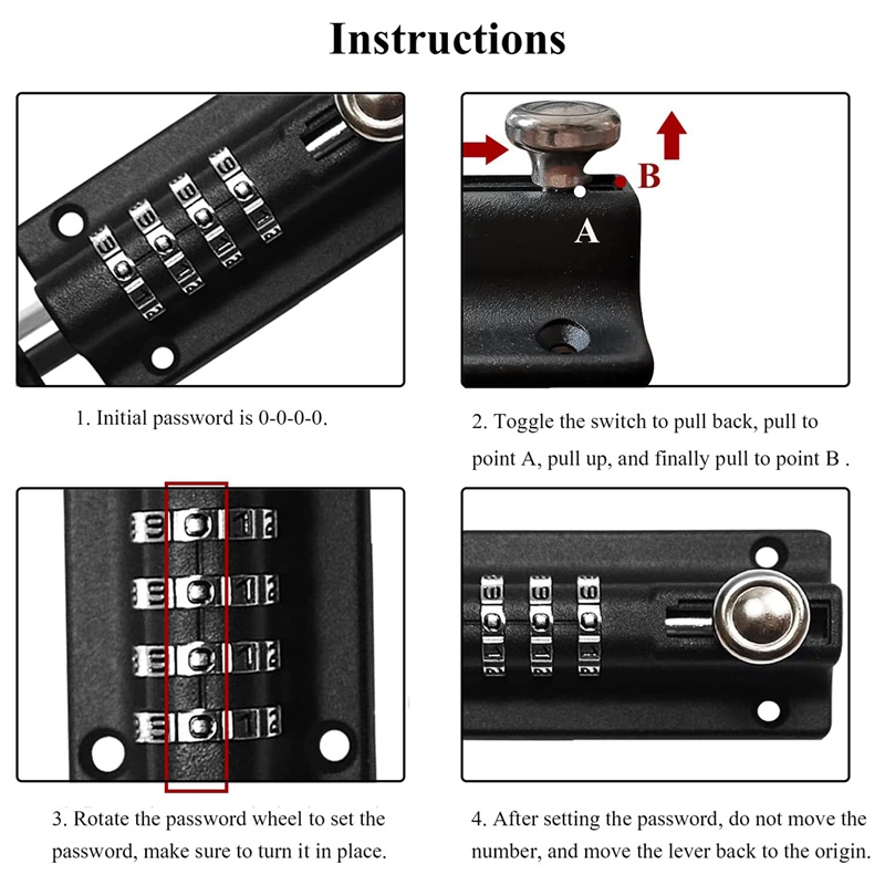 Set 2 Ổ Khóa Mật Khẩu Bằng Kim Loại An Toàn Chống Trộm Cho Cửa Gỗ