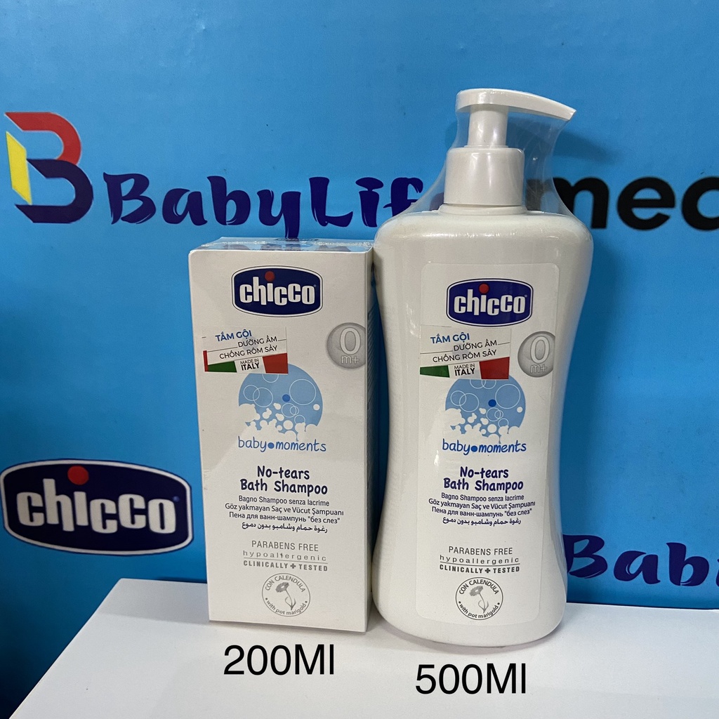 [Chính hãng Chicco] Sữa tắm gội Chicco chai 200ml và 500ml cho bé từ 0M+