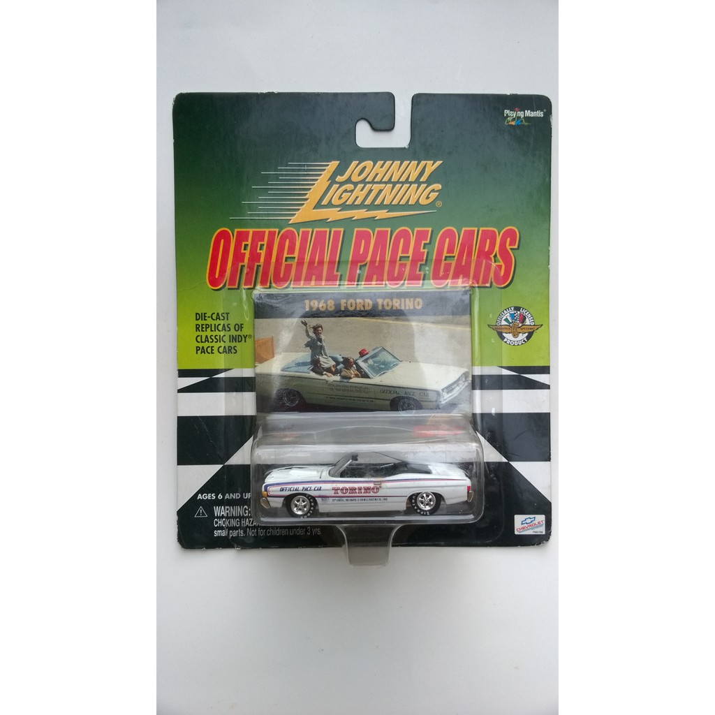 Xe mô hình 1968 Ford Torino trắng Indianapolis 500 Pace car 1/64 - Johnny Lightning