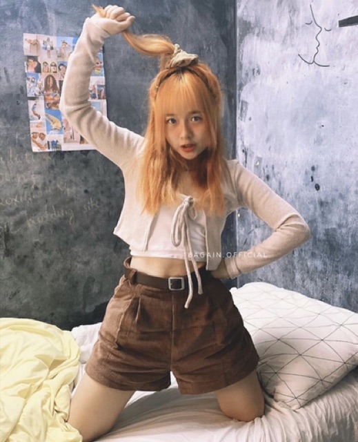 Áo croptop cardigan cột dây | BigBuy360 - bigbuy360.vn