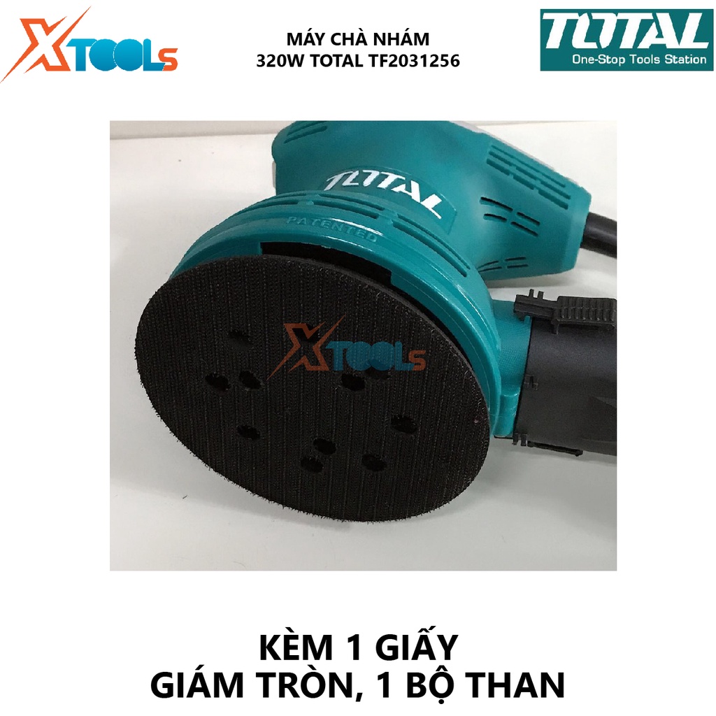 Máy chà nhám tròn 320w INGCO RS3208 - TOTAL TF2031256, đường kính đĩa 125mm, điện thế 220-240V, tặng 1 nhám và 1 bộ than