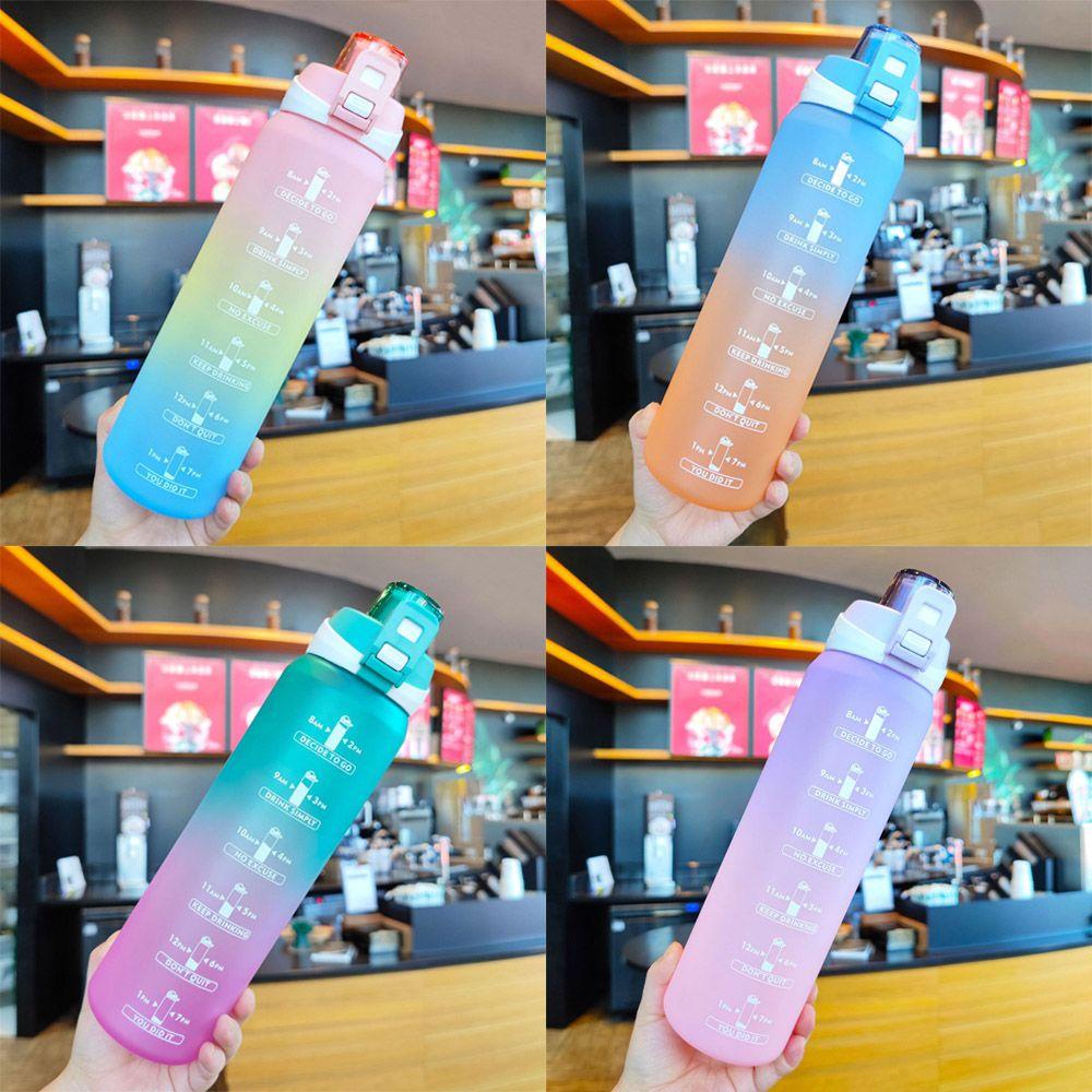 LAKAMIER Bình Nước Đánh Dấu Thời Gian Màu Gradient Cầu Vồng Sức Chứa Lớn