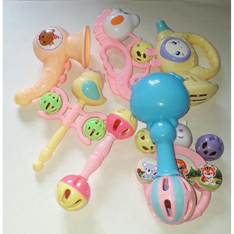 Sét 7 cái lục lạc_ lắc nhạc khác nhau bằng nhựa cho bé