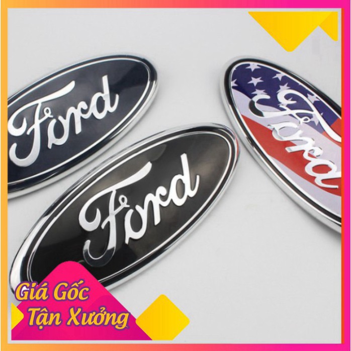 Logo biểu tượng truớc xe FORD Kích thước 23cm*9cm: Mầu Đen, Xanh và Lá Cờ Mỹ MD