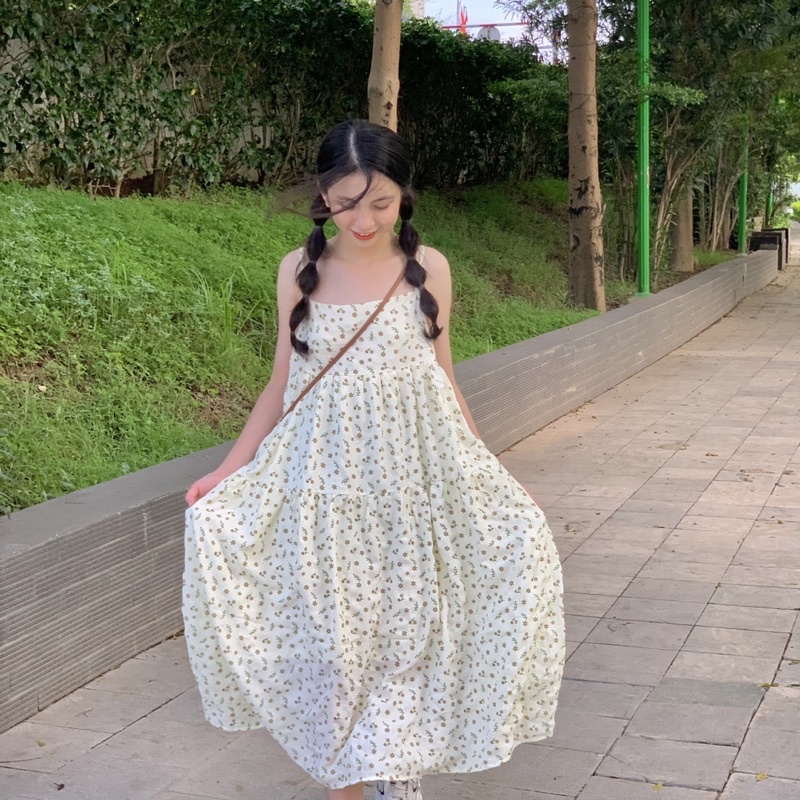 Váy hai dây hoa nhí LOLLIE STUDIO BJ15 dáng maxi
