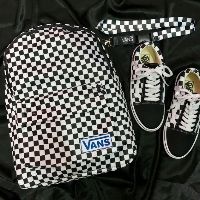 ( CÓ SẴN  )BALO VANS CARO TRẮNG ĐEN ( hàng thường )