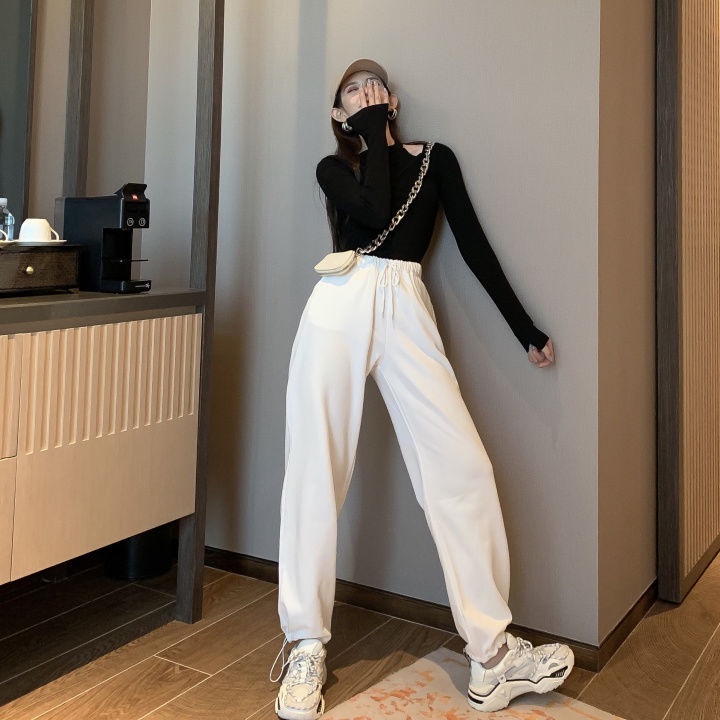 COZOK Áo Thun Tay Dài Trễ Vai Dáng Ôm Thời Trang