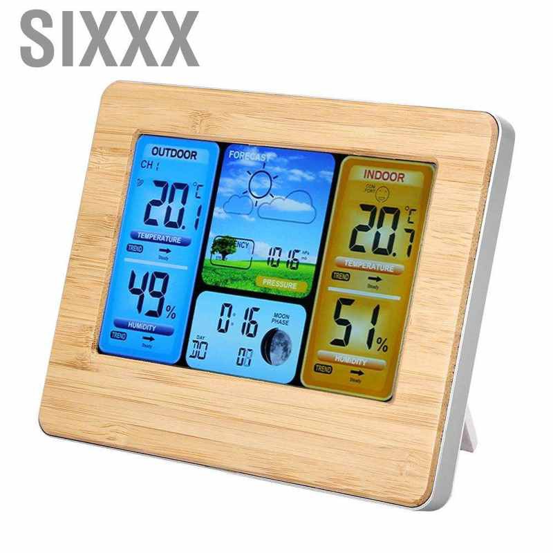 Sixxx LCD Digital Indoor &amp; Outdoor Wireless Weather Station Clock Calendar Thermometer