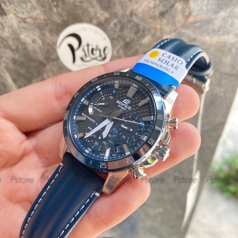 Đồng hồ nam Casio Edifce EQS-930BL-2 dây da nền carbon pin mặt trời