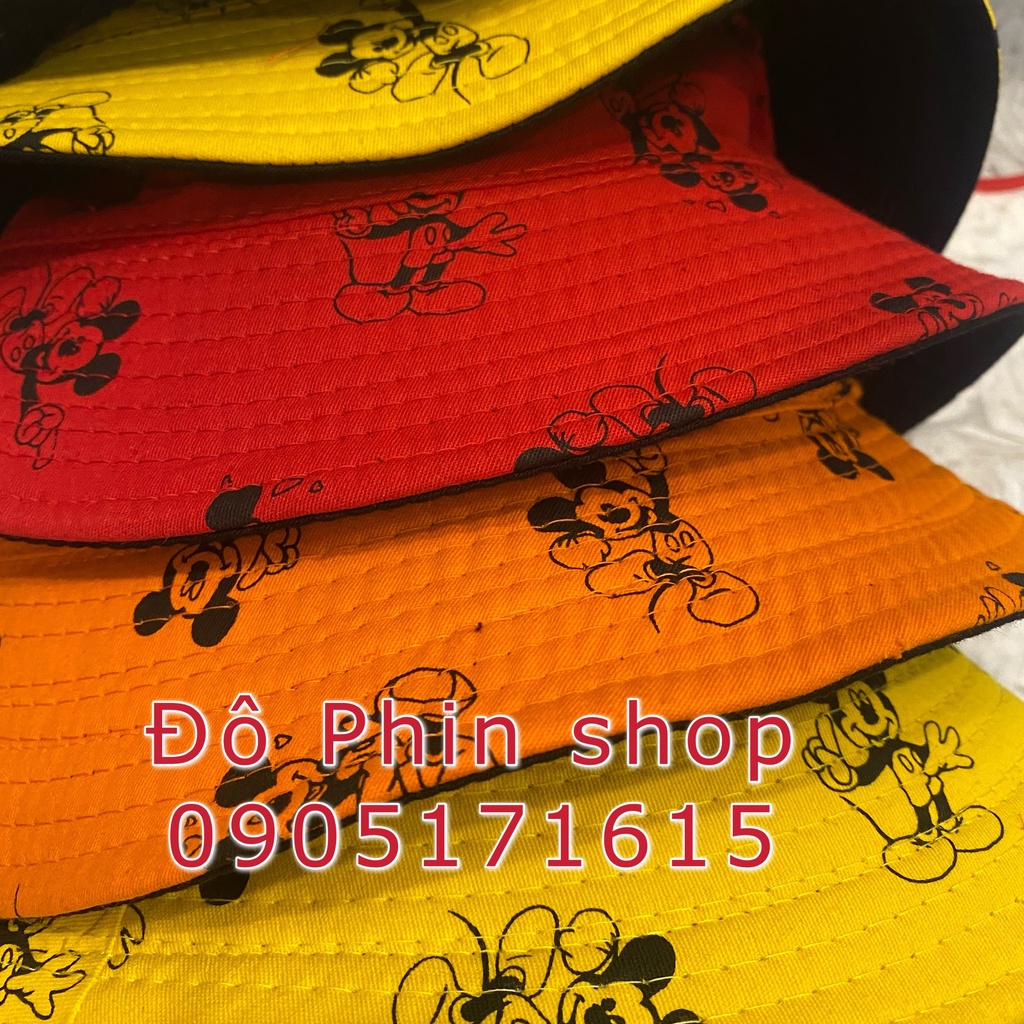 [Bé 5-12 tuổi] Mũ bucket nón vành mickey chống giọt bắn cho trẻ em, vòng đầu 54cm, tấm chắn có thể tháo rời