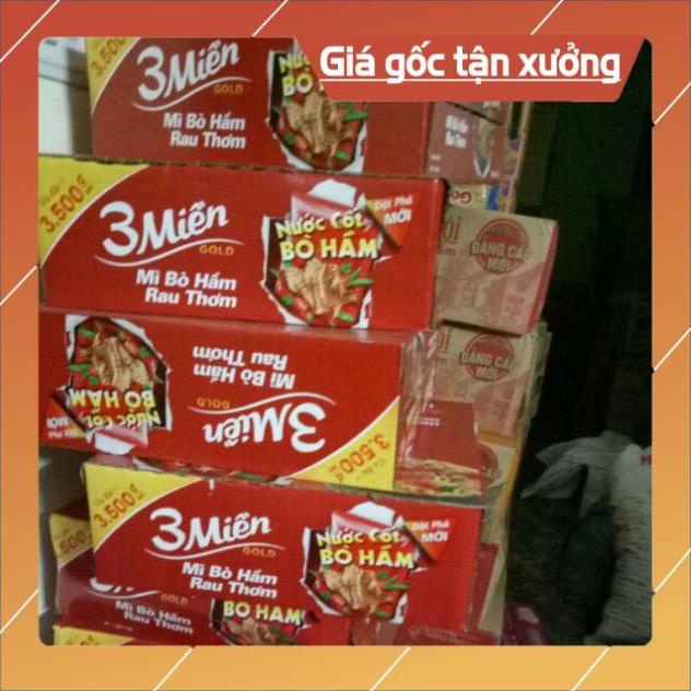 [ICLN9 giảm 5K cho đơn hàng 50k]  Thùng Mì 3 Miền Gold Bò Hầm Rau Thơm 75g x 30 Gói