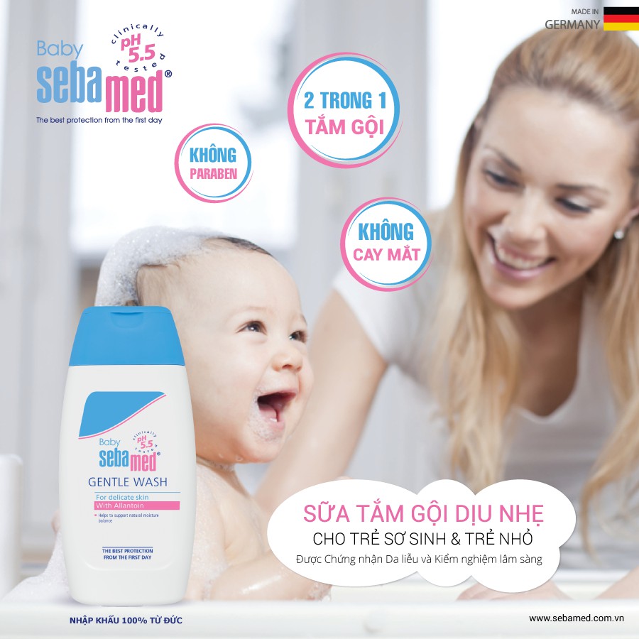 SỮA TẮM GỘI TOÀN THÂN CHO BÉ SEBAMED pH 5.5 (200ML)