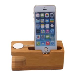 Dock sạc bằng tre cho Apple Watch iPhone