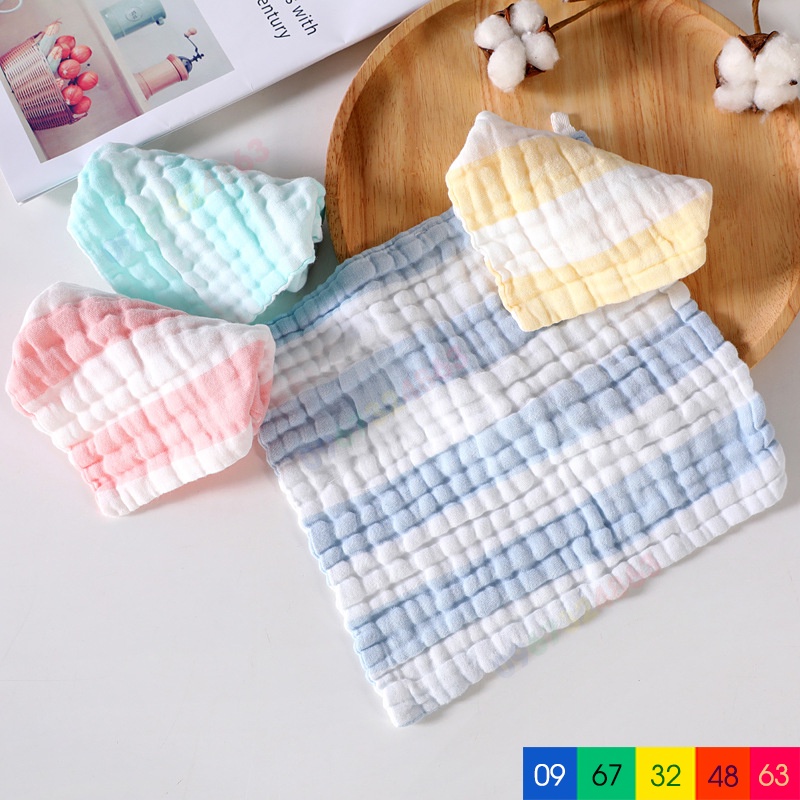 Khăn sữa xô 6 lớp XỌC KẺ rửa mặt loại dày siêu mềm mại cho bé
