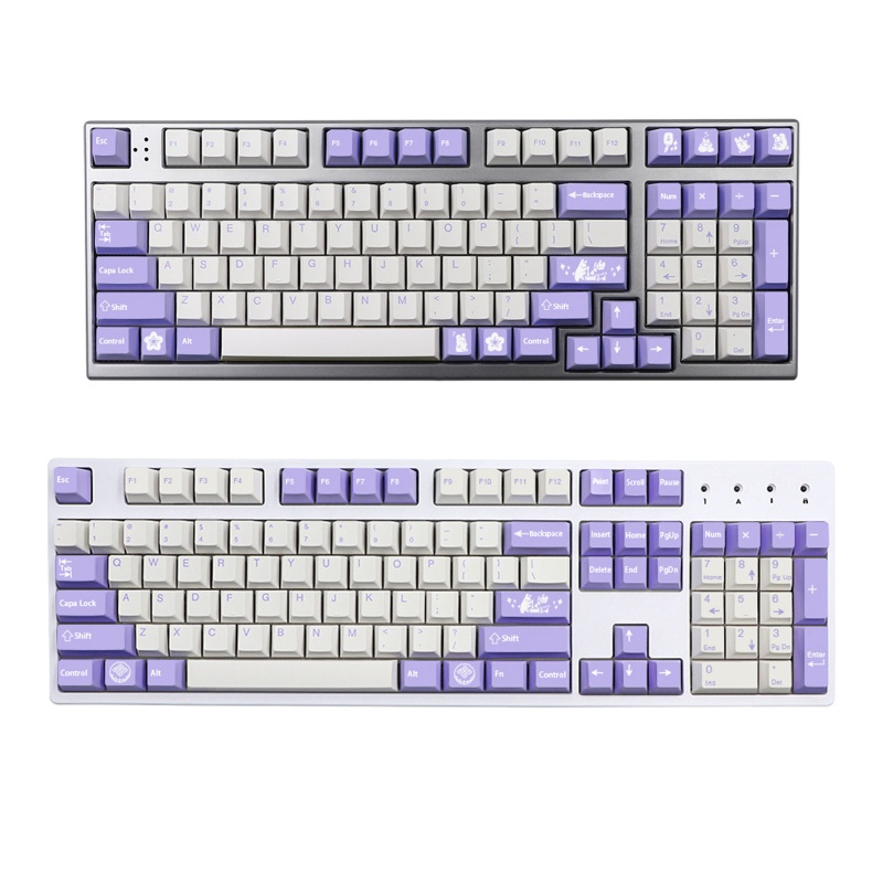 Bộ phím rời PBT 135 phím bấm họa tiết thỏ nhuộm màu cho bàn phím cơ MX