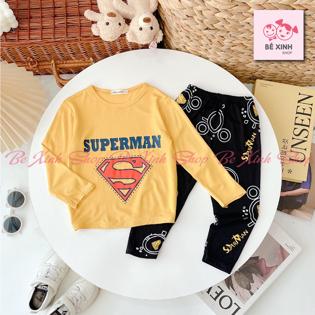 Quần áo trẻ em đồ bộ dài tay siêu nhân bé trai Minky Mom  Quần áo SIÊU NHÂN MỚI dài tay thu đông cho bé