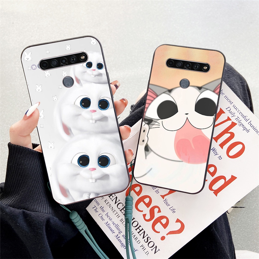 Ốp Điện Thoại Họa Tiết Hoạt Hình Pikachu Kèm Dây Đeo Cho LG Q51 Q52 Q61 Q60 K50