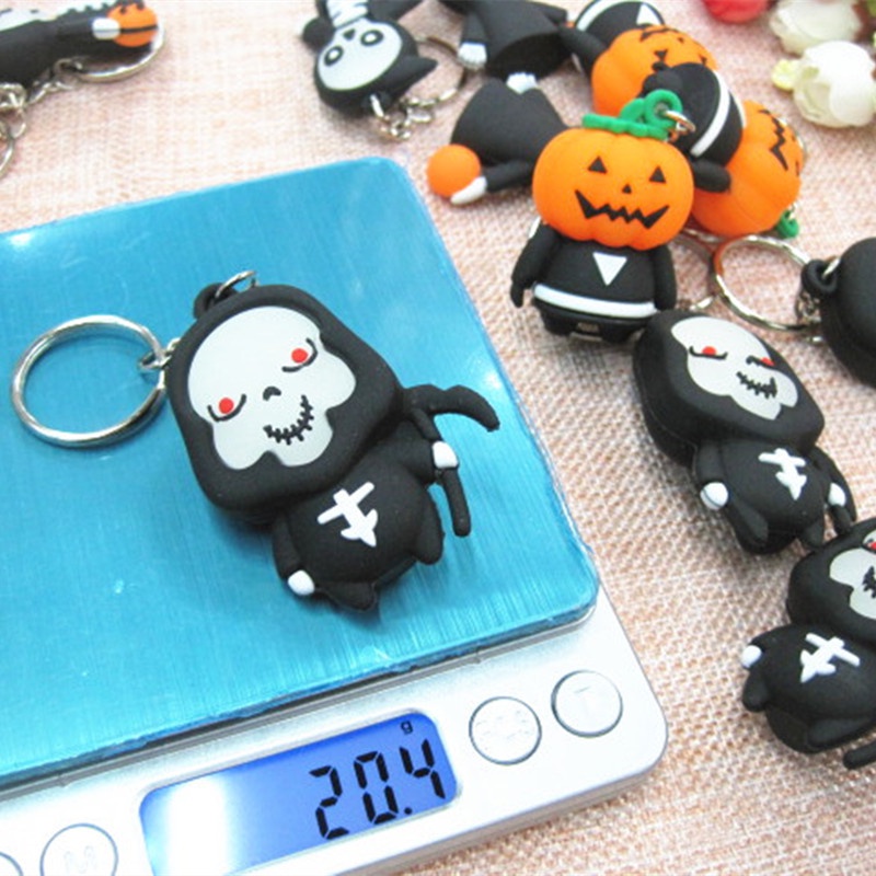 Móc Khóa Hình Đầu Lâu Phát Quang Phong Cách Halloween