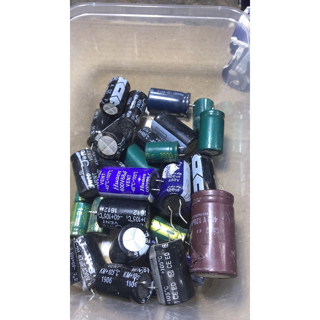 Tụ hóa tụ phân cực,  tháo máy 400v 68uf, 25v 3300uf, 450v 100uf, 400v 120uf, 400v 47uf, 35v 2200uf, 400v 150uf