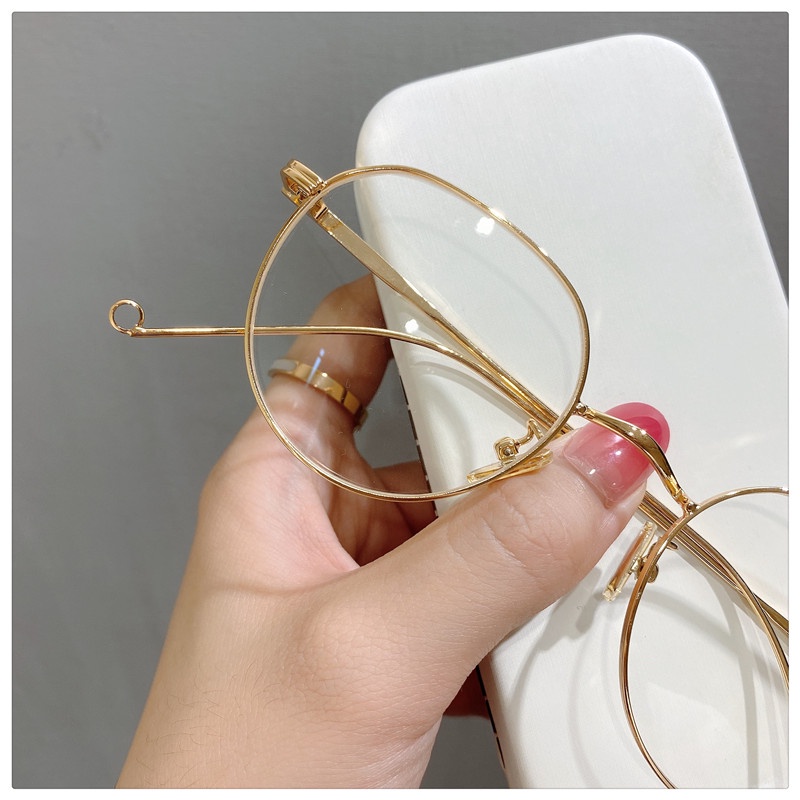 Kính mắt WE FLOWER gọng vuông tròn nhỏ màu bạc/ vàng phong cách Hàn Quốc Jennie thời trang cho nữ/ Túi đựng kính mắt