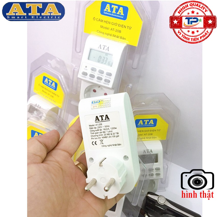 ổ cắm hẹn giờ tắt mở điện ATA AT-20B Timer điện tử tự động màn hình LCD rất hữu ích và thông minh