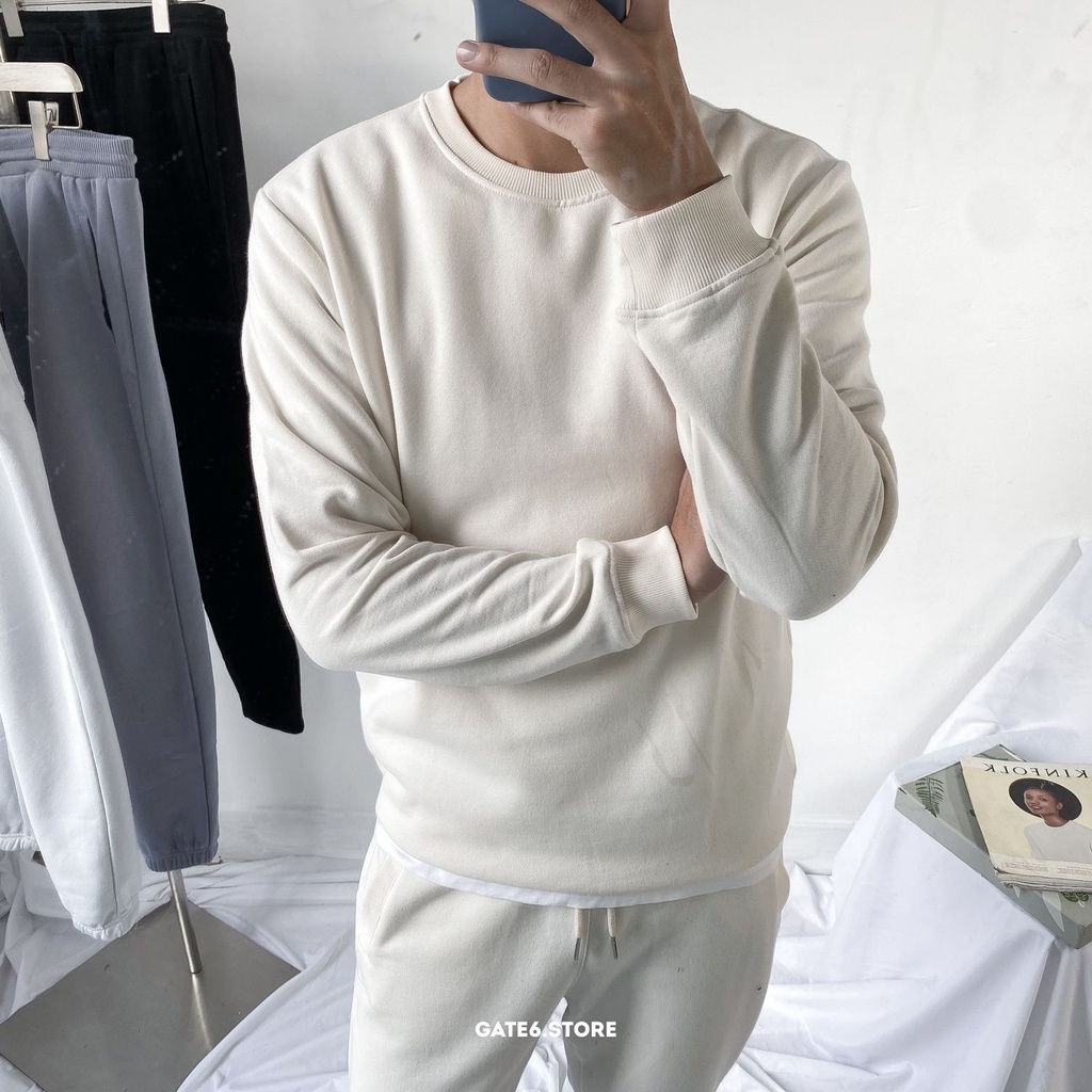 Bộ nỉ Thu Đông Nam Nữ BT, set áo quần jogger thể thao thun bông màu trơn dáng regular fit GATE6 - #4733