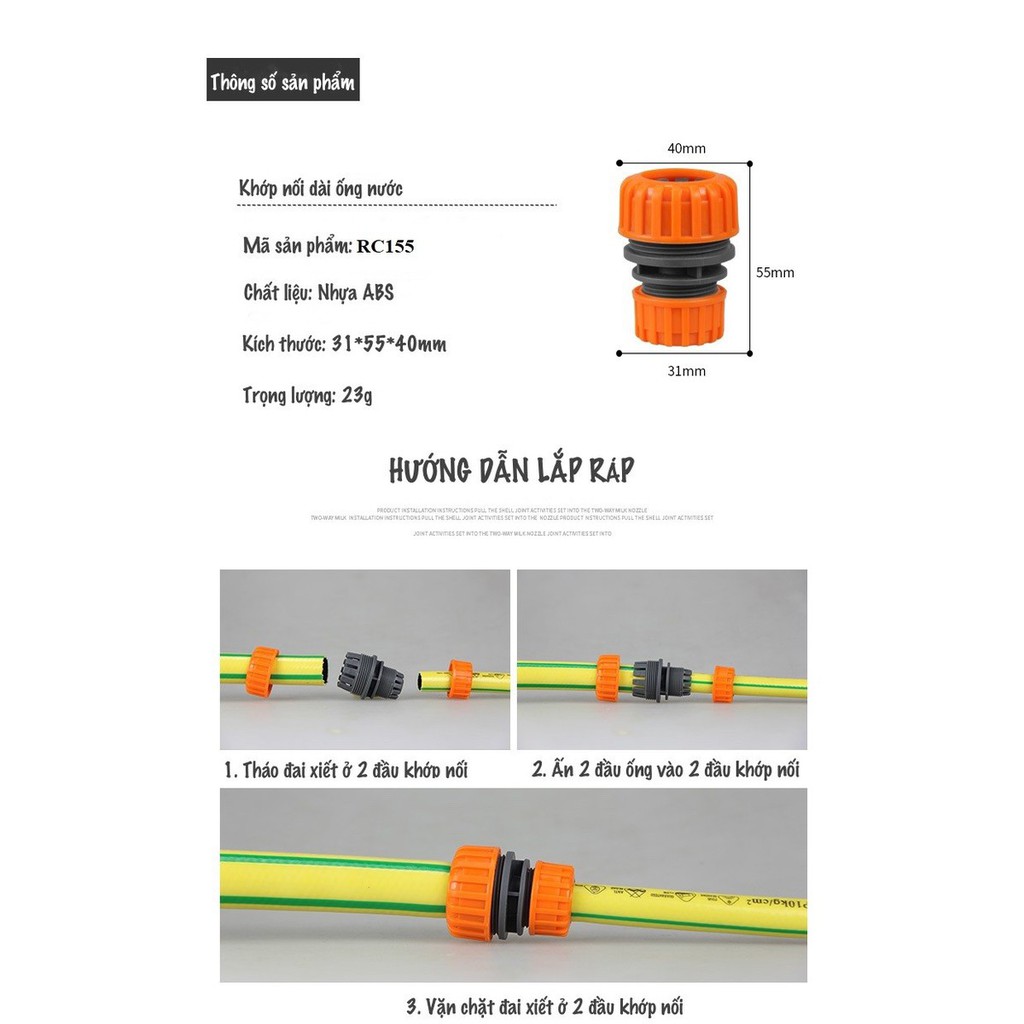 Khớp nối dài ống nước. Dùng chuyển từ ống nước phi 19 sang 26mm hoặc từ ống phi 26 sang 19mm