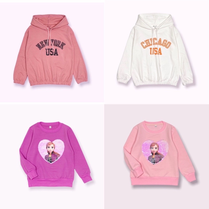 Áo nỉ da cá hoodie chị gấu nhẹ 2 màu, áo nỉ có mũ cho bé gái lớn, áo nỉ size to