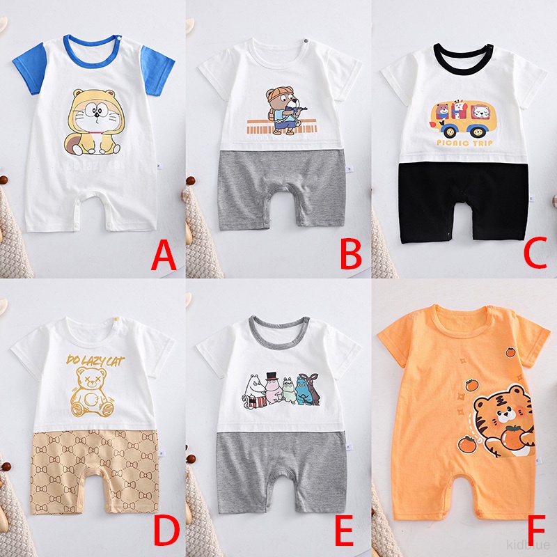 Bộ Áo Liền Quần Cotton Tay Ngắn Phong Cách Hàn Quốc Mới Cho Bé