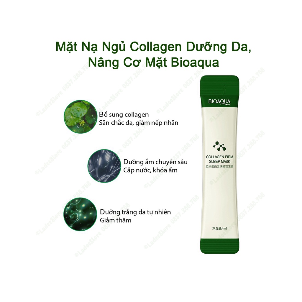 Mặt Nạ Ngủ Mặt Nạ Collagen Nâng Cơ Căng Bóng Dưỡng Trắng Da Hộp 20 Gói