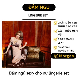 Đầm ngủ sexy - đầm ngủ ren xuyên thấu 2 dây dầy quyến rũ và gợi cảm 4709