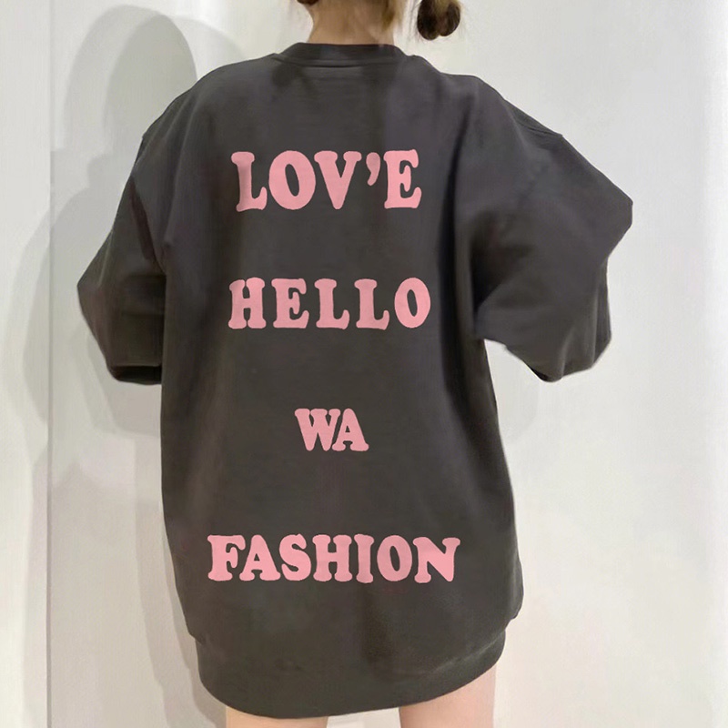 NRVP Áo Thun Nữ Dài Tay Dáng Rộng In Hình Phong Cách Hàn Quốc Mới