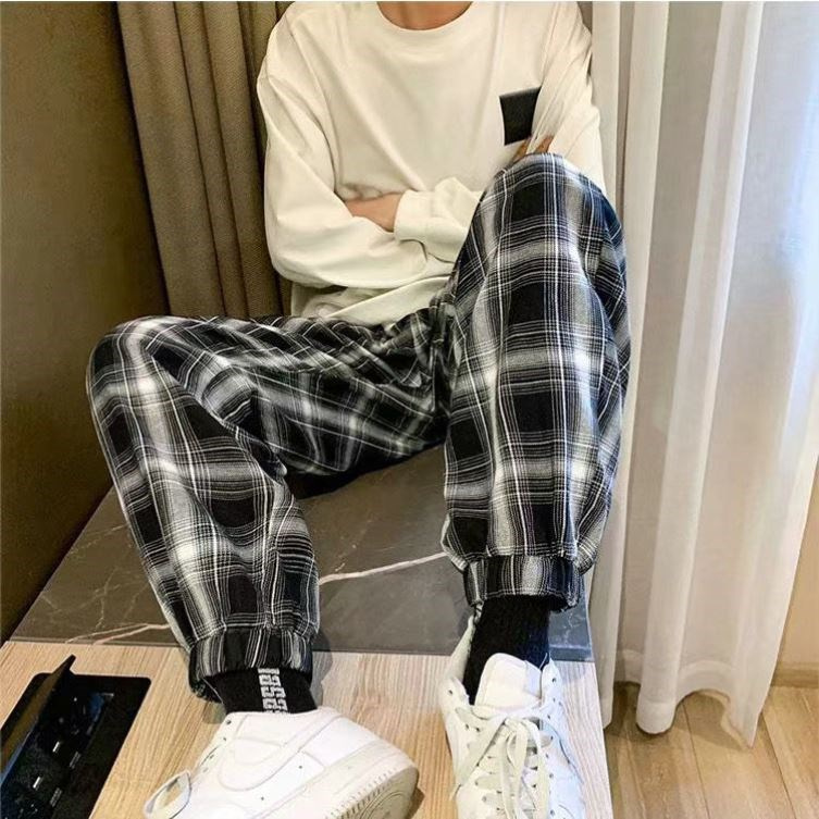 Quần Dài Nam Họa Tiết Caro Thời Trang Phong Cách Hàn Quốc