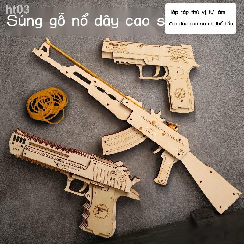 HUT Burst mô phỏng súng dây cao su Desert Eagle AK47 hình lắp ráp bằng gỗ Glock lục đồ chơi cậu bé