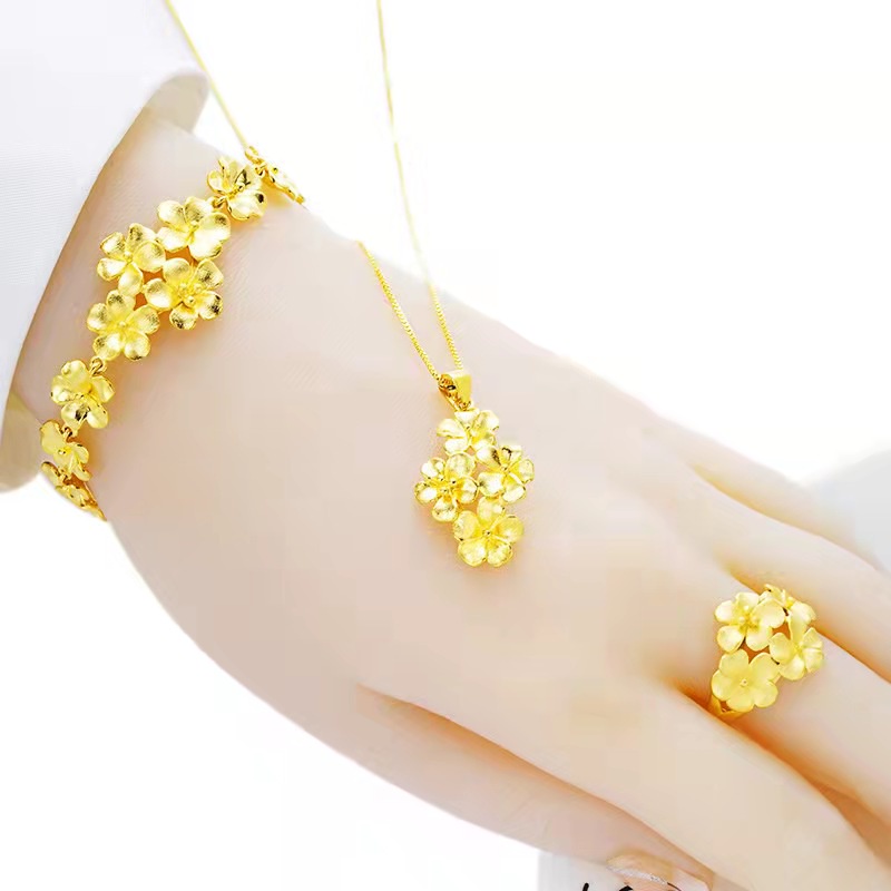 Xinxin Bộ Trang Sức Mạ Vàng Hình Hoa Xinh Xắn Dành Cho Nữ Name Brace phụ nữ Khăn tủ