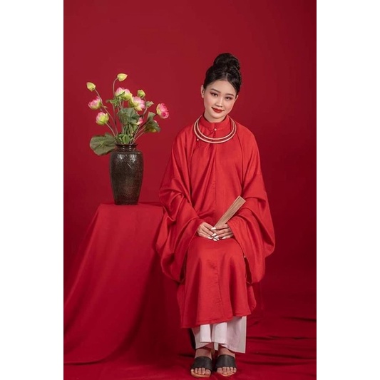 Full set áo tấc đỏ- áo dài ngũ thân nhật bình