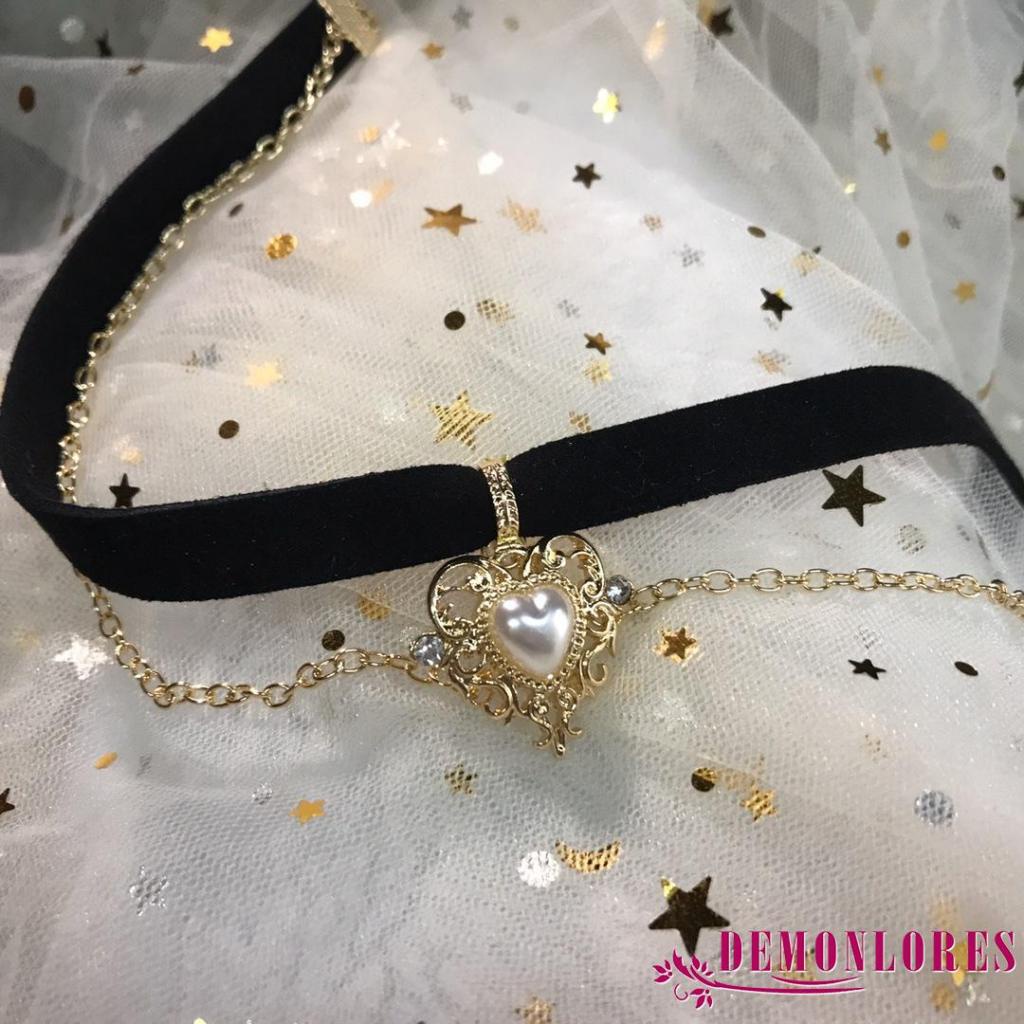Dây chuyền mặt hình trái tim đính ngọc trai giả thời trang cho nữ