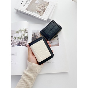 Ví Đựng Thẻ Có Khóa Kéo Phối Màu Tương Phản Đơn Giản Kiểu Âu Mỹ Cho Nữ