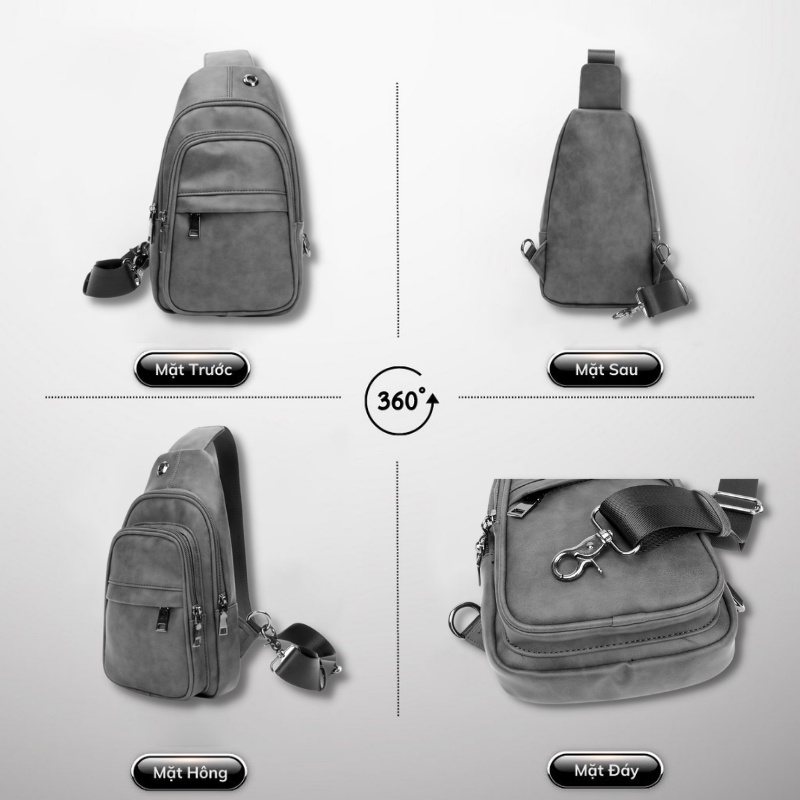 Túi Đeo Chéo Nam Da PU Cao Cấp Chống Thấm Nước Hàn Quốc