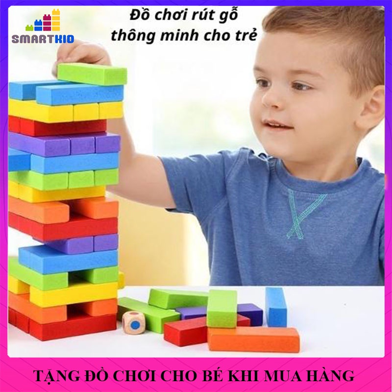 Bộ đồ chơi rút gỗ màu cho bé trai, gái, đồ chơi trẻ em thông minh phát triển trí tuệ, size lớn an toàn cho trẻ