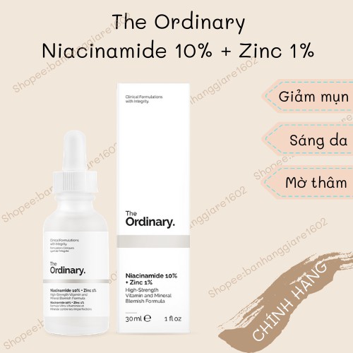 The Ordinary Niacinamide 10% + Zinc 1% 60ml Tinh chất dưỡng da (Bill Mỹ)