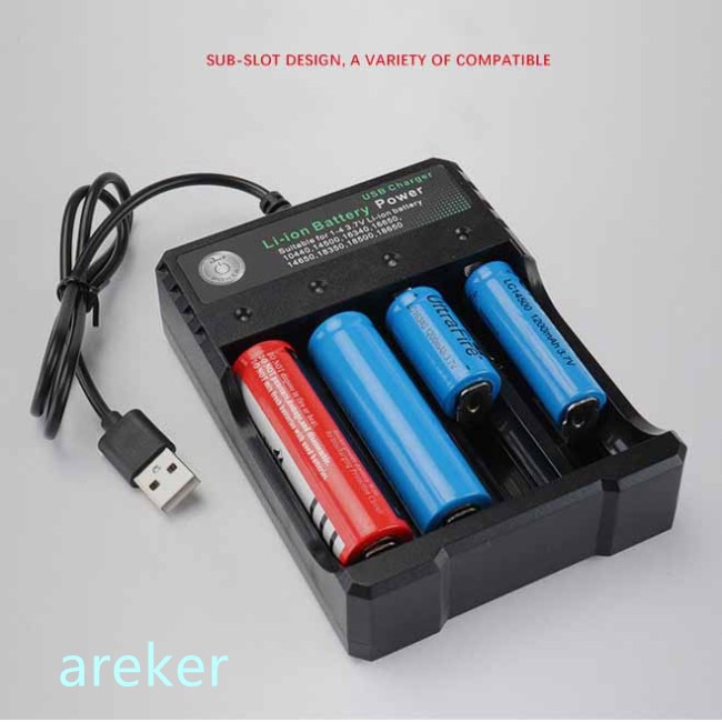 Bộ sạc pin lion rời 18350 16340 14500 18650 3.7V cổng USB nhỏ gọn
