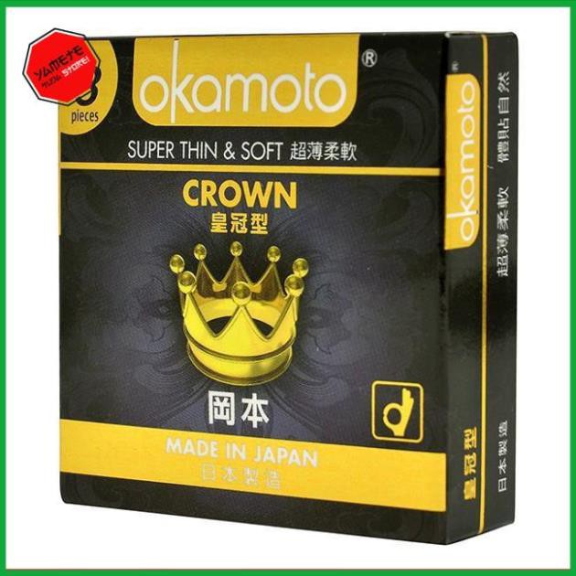 CHÍNH HÃNG 100% Bao Cao Su Okamoto Crown Kích Cở Nhỏ Siêu Mỏng Và Mềm Mại Hộp 3 Cái