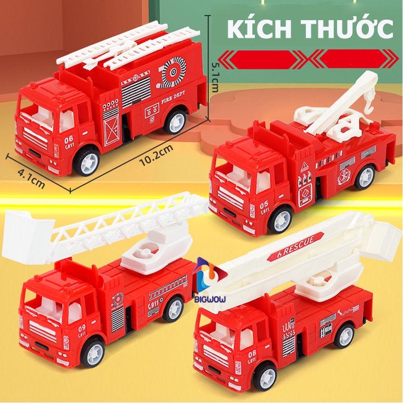 4 Ô tô đồ chơi, xe ô tô đồ chơi cứu hỏa siêu đẹp, mô phỏng thực tế, Big wow đồ chơi thông minh
