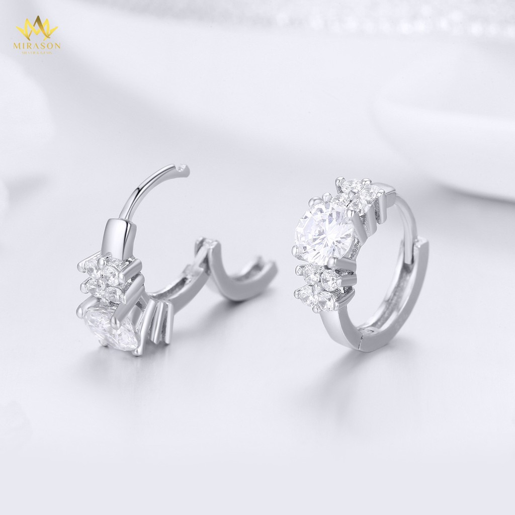 Khuyên Tai Bạc Nữ MIRASON Đính Đá Tạo Hoa Sang Trọng MBTKBA - Bông Tai Nữ Bạc 925 Cao Cấp