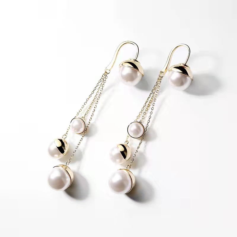 Đôi Khuyên Tai Dáng Dài Đính Ngọc Trai Nhân Tạo 2022 Thời Trang