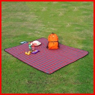 Thảm du lịch gấp gọn chống thấm nước 150cm x 180cm, thảm đi phượt picnic dã ngoại ngoài trời hoạ tiết caro