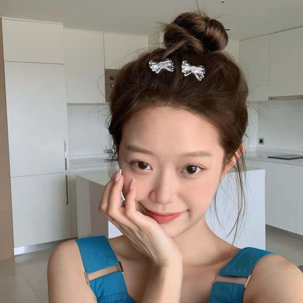 Kẹp Tóc Nơ VANES1 Trong Suốt Phong Cách Hàn Quốc Dễ Thương Cho Bé Gái