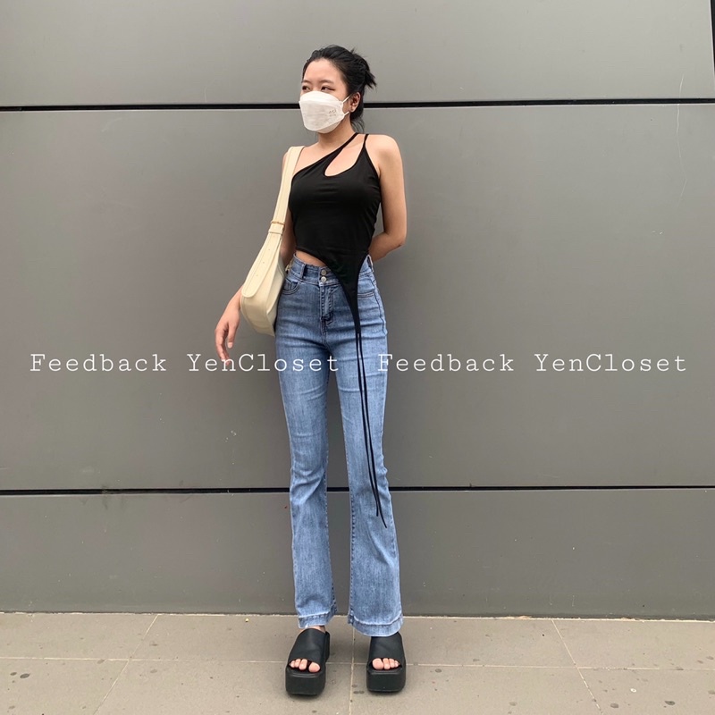 Hình chính chủ kèm feedback của khách - Quần jeans loe hàng thiết kế siêu xịn , co giãn nhiều , tôn dáng