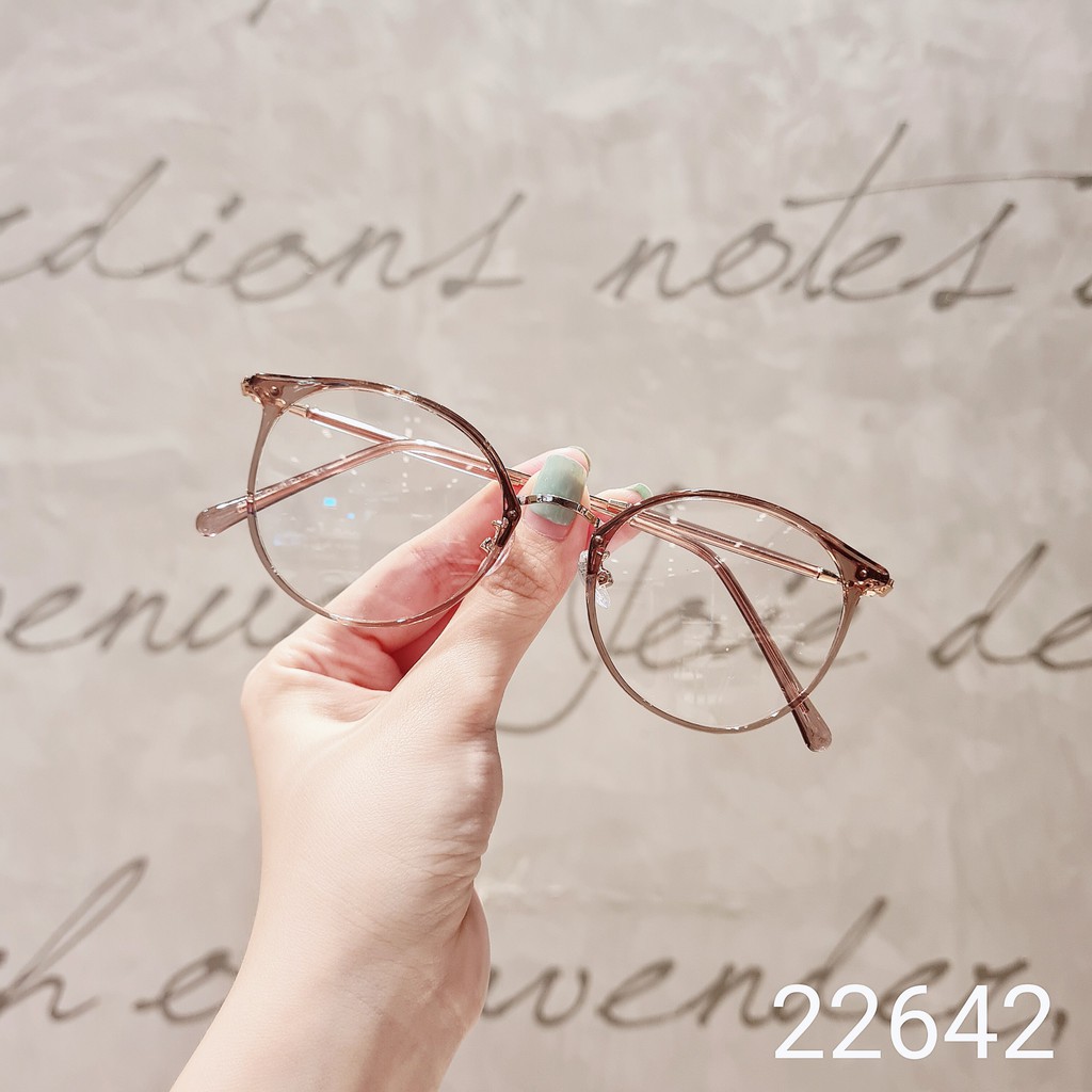 Gọng kính cận nữ LILYEYEWEAR mắt tròn kim loại gọng mảnh màu sắc thời trang 22642